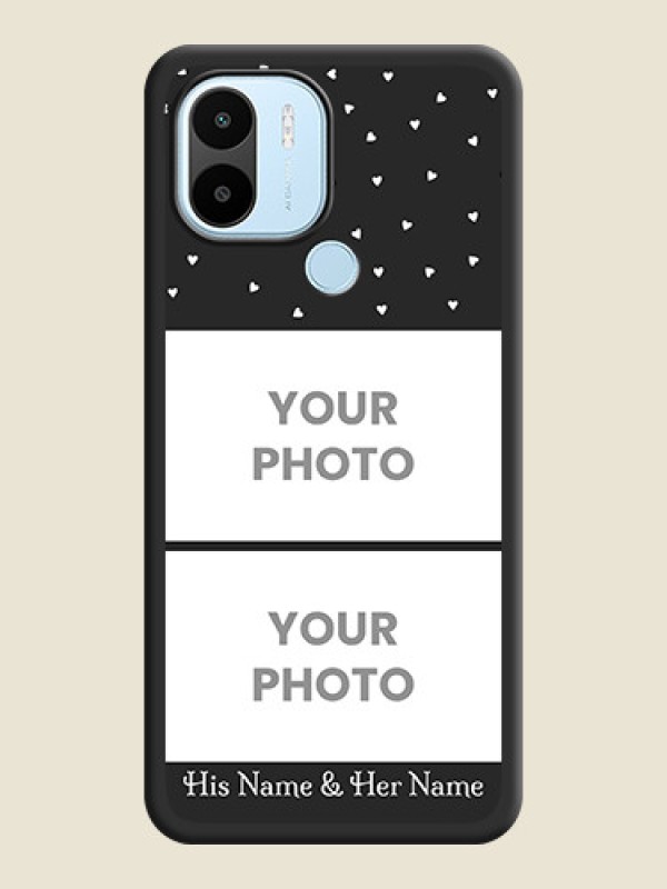 Custom Miniature Love Symbols with Name on Space Black Custom Soft Matte Back Cover - Poco C51 - alternate view