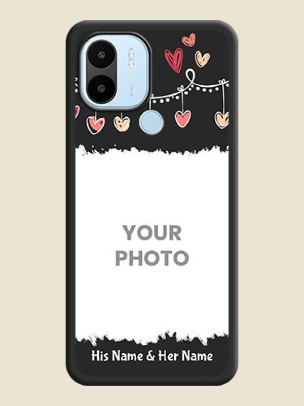 Custom Pink Love Hangings with Name on Space Black Custom Soft Matte Phone Cases - Poco C51 - alternate view