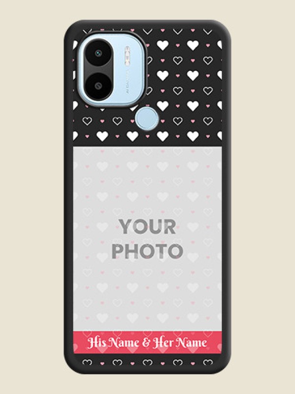 Custom White Color Love Symbols with Text Design on Photo on Space Black Soft Matte Phone Cover - Poco C51 - alternate view