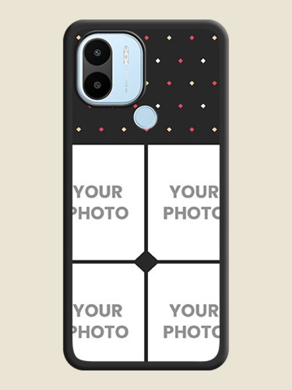 Custom Multicolor Dotted Pattern with 4 Image Holder on Space Black Custom Soft Matte Phone Cases - Poco C51 - alternate view