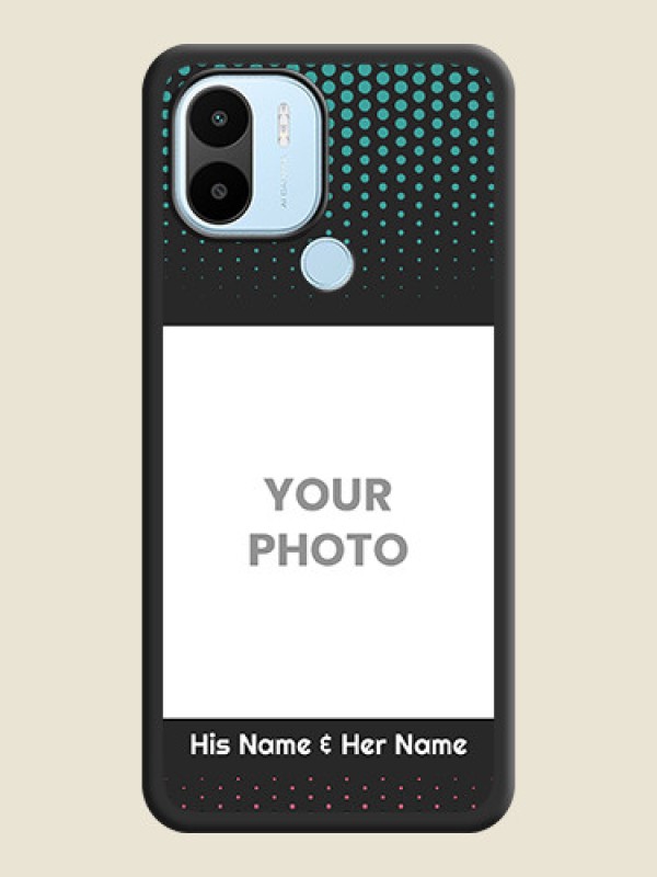 Custom Faded Dots with Grunge Photo Frame and Text on Space Black Custom Soft Matte Phone Cases - Poco C51 - alternate view