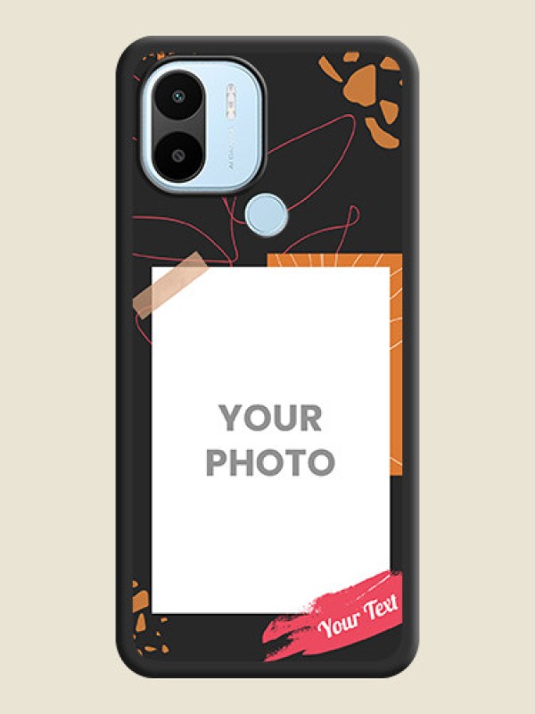Custom Orange Photo Frame on Space Black Custom Soft Matte Phone Back Cover - Poco C51 - alternate view