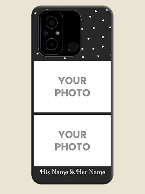 Custom Miniature Love Symbols with Name on Space Black Custom Soft Matte Back Cover - Poco C55 - alternate view