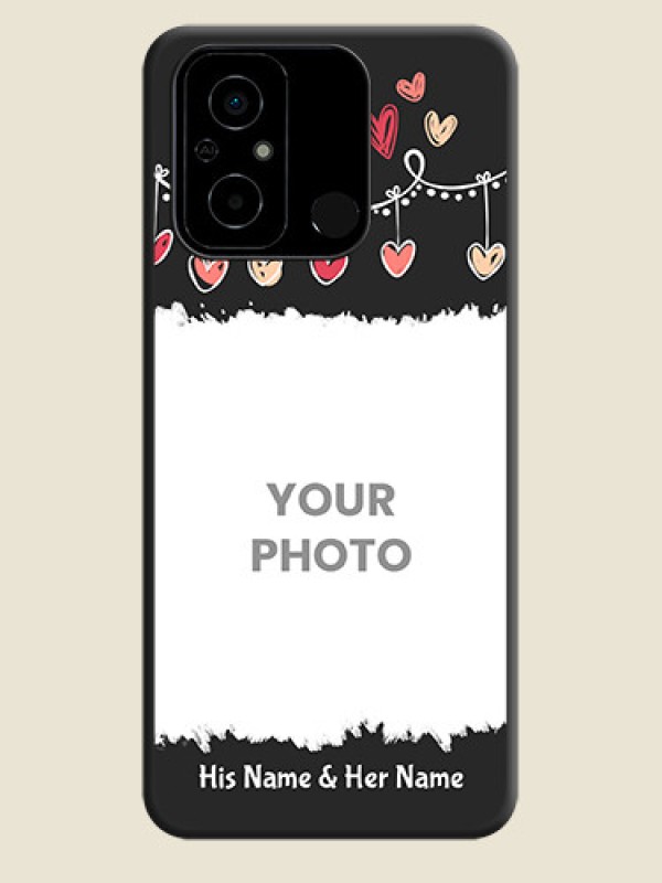 Custom Pink Love Hangings with Name on Space Black Custom Soft Matte Phone Cases - Poco C55 - alternate view