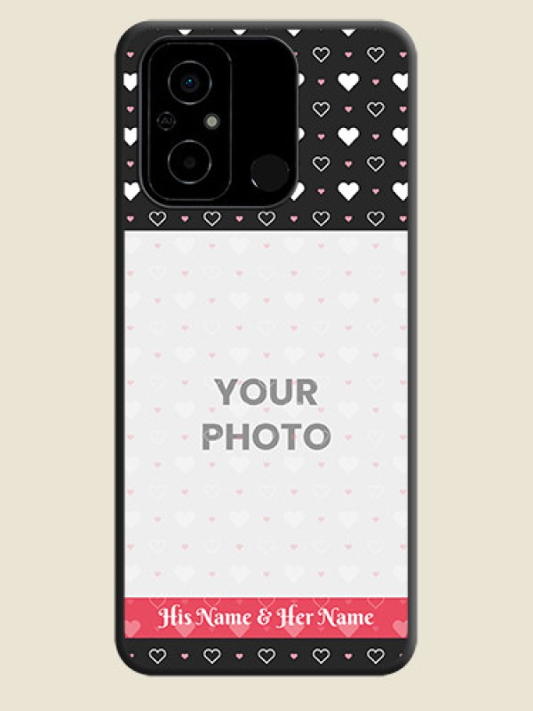 Custom White Color Love Symbols with Text Design on Photo on Space Black Soft Matte Phone Cover - Poco C55 - alternate view