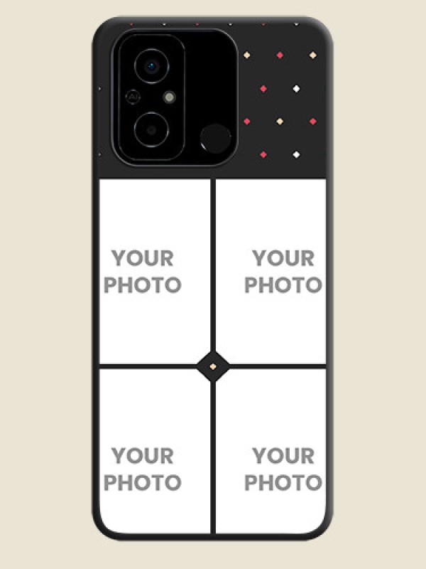 Custom Multicolor Dotted Pattern with 4 Image Holder on Space Black Custom Soft Matte Phone Cases - Poco C55 - alternate view