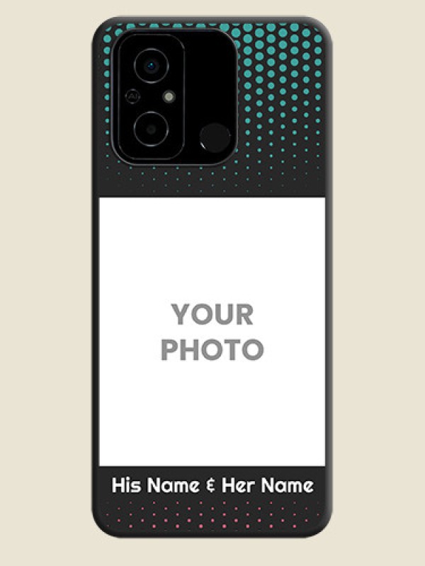 Custom Faded Dots with Grunge Photo Frame and Text on Space Black Custom Soft Matte Phone Cases - Poco C55 - alternate view