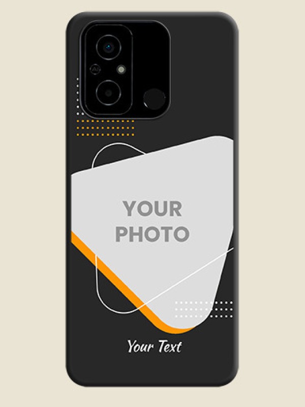 Custom Yellow Triangle on Photo on Space Black Soft Matte Phone Cover - Poco C55 - alternate view