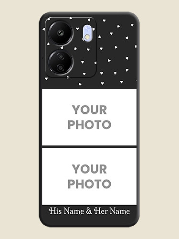 Custom Miniature Love Symbols with Name On Space Black Custom Soft Matte Mobile Back Cover - Poco C65 - alternate view