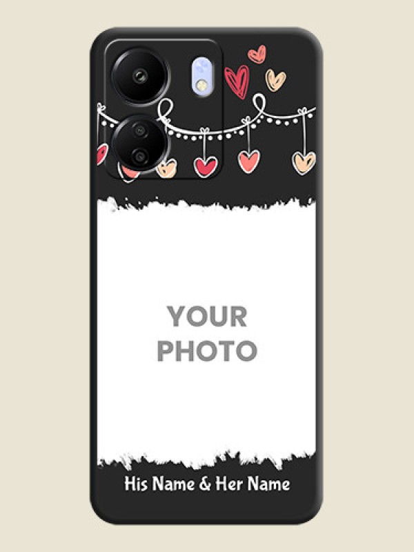 Custom Pink Love Hangings with Name On Space Black Custom Soft Matte Mobile Back Cover - Poco C65 - alternate view