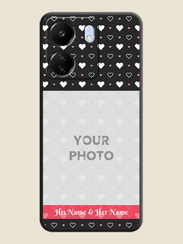 Custom White Color Love Symbols with Text Design on Photo On Space Black Custom Soft Matte Mobile Back Cover - Poco C65 - alternate view