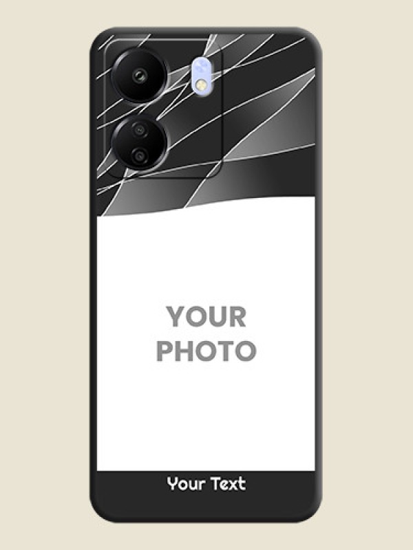 Custom Mixed Wave Lines on Photo On Space Black Custom Soft Matte Mobile Back Cover - Poco C65 - alternate view