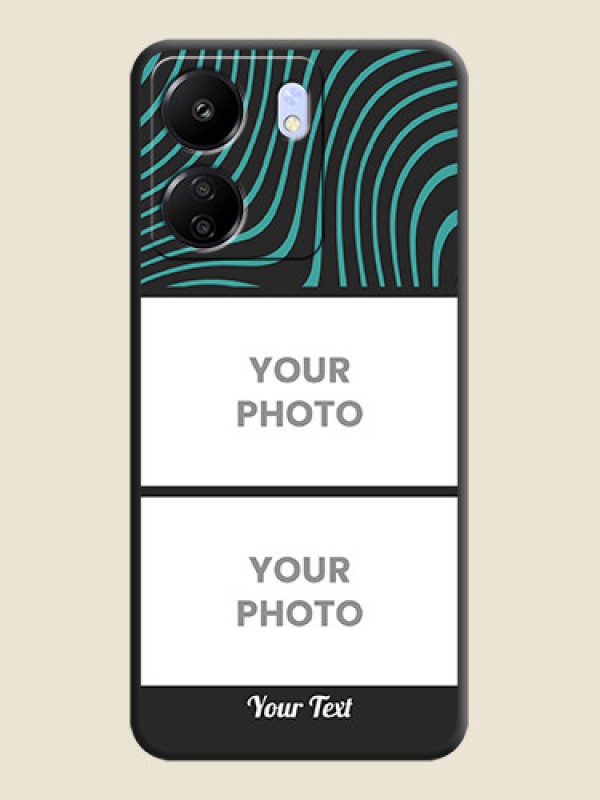 Custom Wave Pattern with 2 Image Holder On Space Black Custom Soft Matte Mobile Back Cover - Poco C65 - alternate view