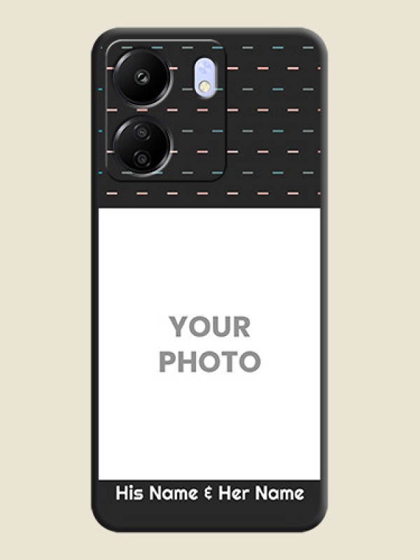 Custom Line Pattern Design with Text On Space Black Custom Soft Matte Mobile Back Cover - Poco C65 - alternate view