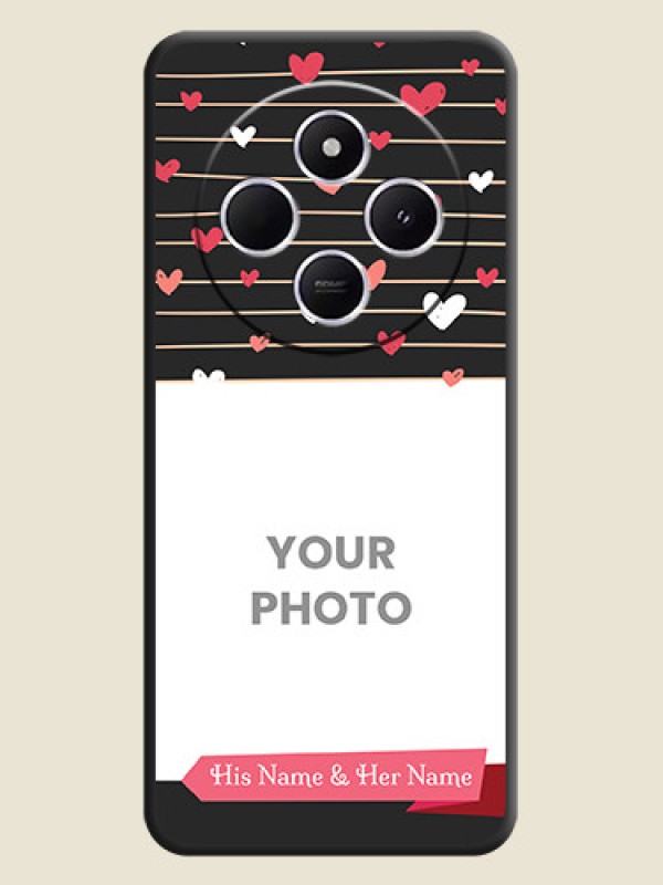 Custom Love Pattern with Name on Pink Ribbon on Photo On Space Black Custom Soft Matte Mobile Back Cover - Poco C75 5G - alternate view