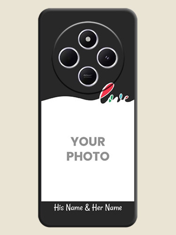 Custom Fall in Love Pattern with Picture on Photo On Space Black Custom Soft Matte Mobile Back Cover - Poco C75 5G - alternate view