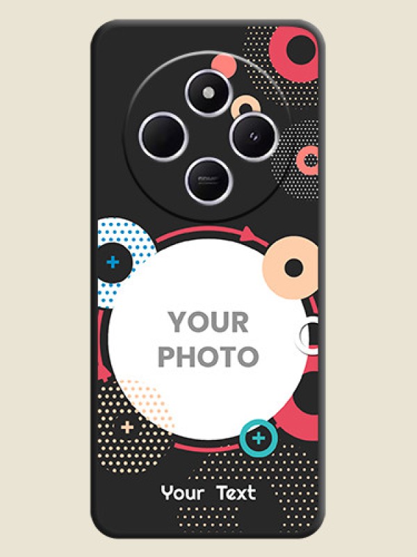 Custom Multicoloured Round Image On Space Black Custom Soft Matte Mobile Back Cover - Poco C75 5G - alternate view