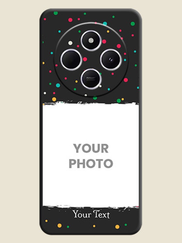 Custom Multicolor Dotted Pattern with Text On Space Black Custom Soft Matte Mobile Back Cover - Poco C75 5G - alternate view