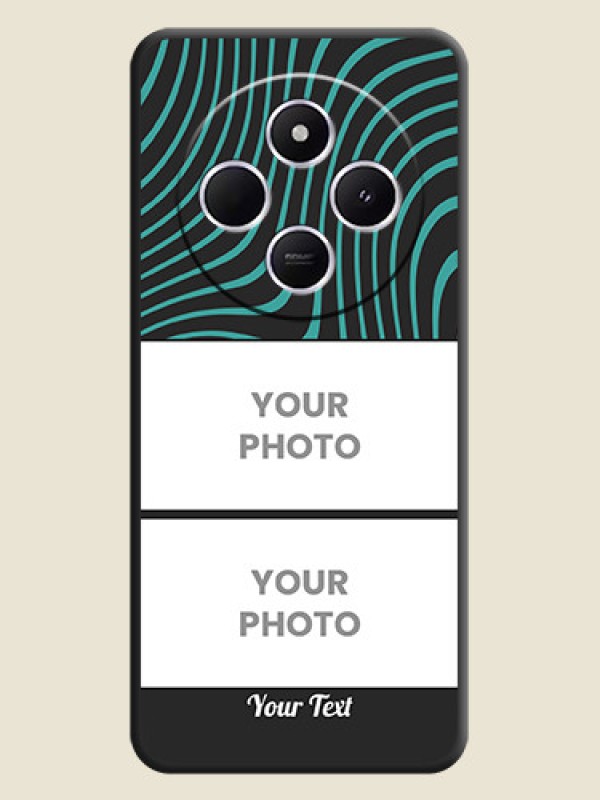 Custom Wave Pattern with 2 Image Holder On Space Black Custom Soft Matte Mobile Back Cover - Poco C75 5G - alternate view