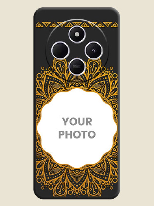 Custom Round Image with Floral Design On Space Black Custom Soft Matte Mobile Back Cover - Poco C75 5G - alternate view