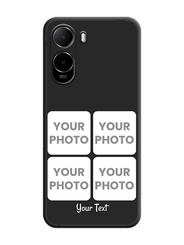 Custom Floral Art with 6 Image Holder on Photo On Space Black Custom Soft Matte Mobile Back Cover - Poco C85X 5G - alternate view