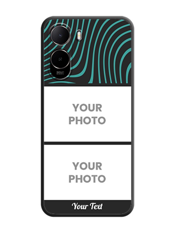 Custom Wave Pattern with 2 Image Holder On Space Black Custom Soft Matte Mobile Back Cover - Poco C85X 5G - alternate view