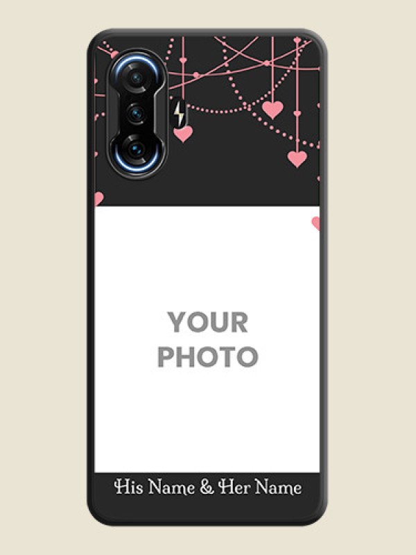 Custom Pink Love Hangings with Text on Space Black Custom Soft Matte Back Cover - POco F3 GT - alternate view
