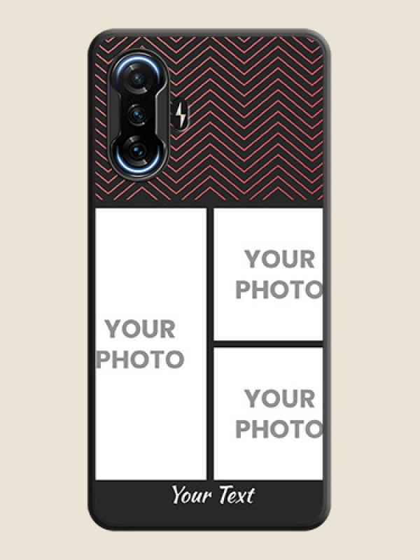 Custom Wave Pattern with 3 Image Holder on Space Black Custom Soft Matte Back Cover - POco F3 GT - alternate view