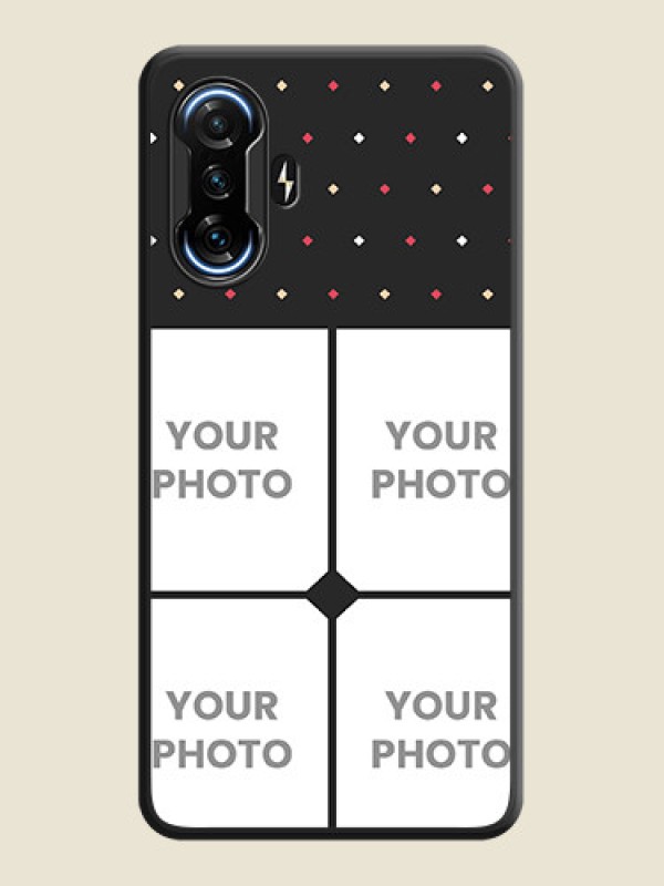 Custom Multicolor Dotted Pattern with 4 Image Holder on Space Black Custom Soft Matte Phone Cases - POco F3 GT - alternate view