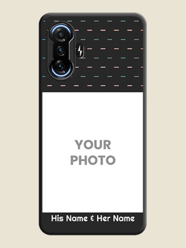Custom Line Pattern Design with Text on Space Black Custom Soft Matte Phone Back Cover - POco F3 GT - alternate view