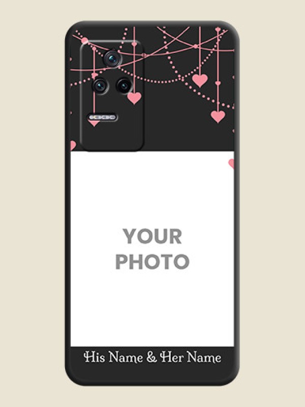 Custom Pink Love Hangings with Text on Space Black Custom Soft Matte Back Cover - Poco F4 5G - alternate view