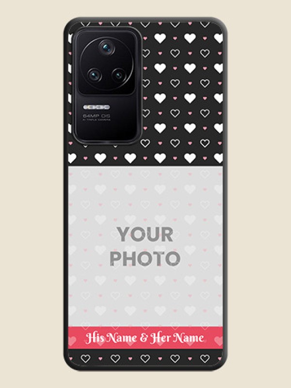 Custom White Color Love Symbols with Text Design on Photo on Space Black Soft Matte Phone Cover - Poco F4 5G - alternate view
