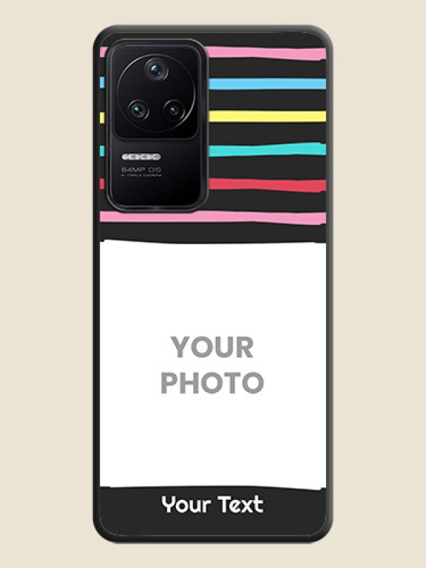 Custom Multicolor Lines with Image on Space Black Personalized Soft Matte Phone Covers - Poco F4 5G - alternate view