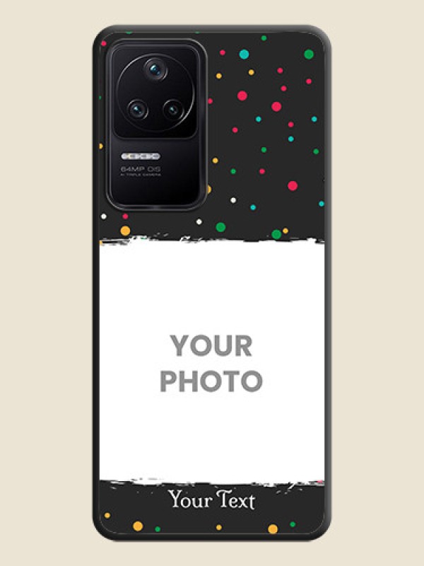Custom Multicolor Dotted Pattern with Text on Space Black Custom Soft Matte Phone Back Cover - Poco F4 5G - alternate view