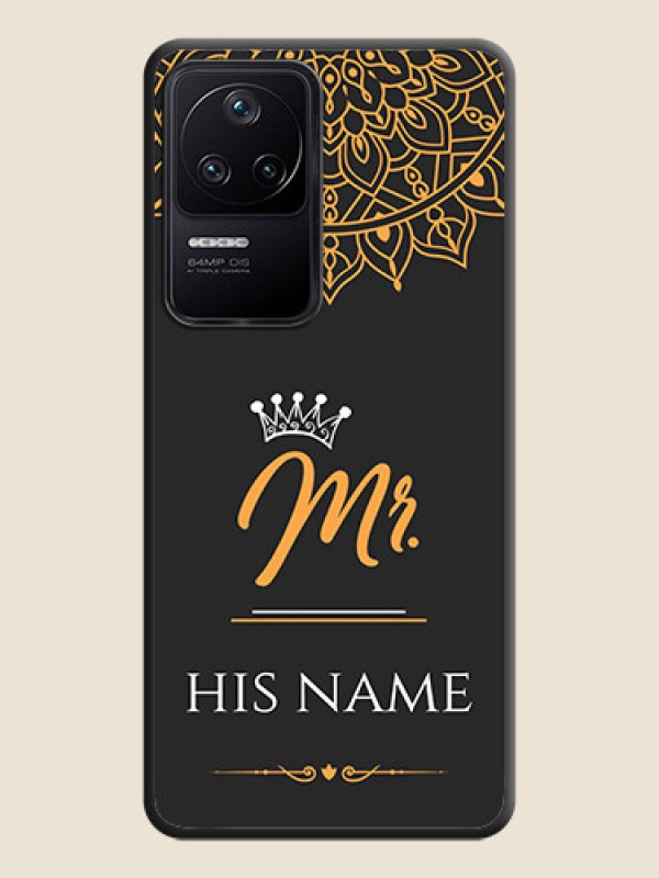 Custom Mr Name with Floral Design  on Personalised Space Black Soft Matte Cases - Poco F4 5G - alternate view