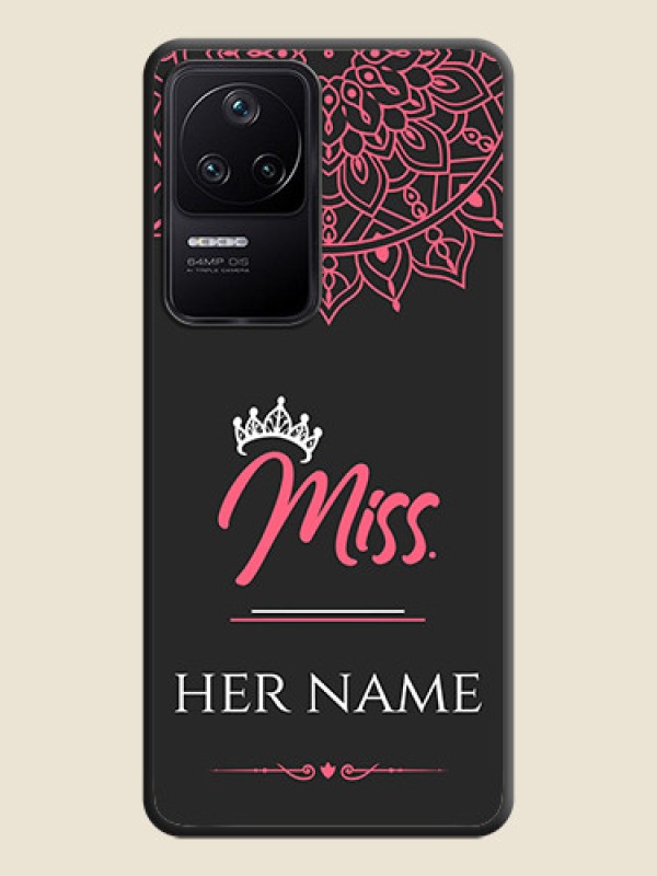 Custom Mrs Name with Floral Design on Space Black Personalized Soft Matte Phone Covers - Poco F4 5G - alternate view
