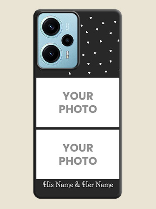 Custom Miniature Love Symbols with Name On Space Black Custom Soft Matte Mobile Back Cover - Poco F5 - alternate view