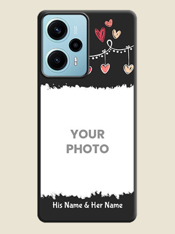 Custom Pink Love Hangings with Name On Space Black Custom Soft Matte Mobile Back Cover - Poco F5 - alternate view