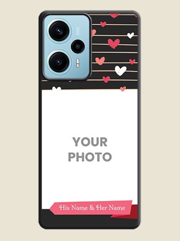 Custom Love Pattern with Name on Pink Ribbon  on Photo On Space Black Custom Soft Matte Mobile Back Cover - Poco F5 - alternate view