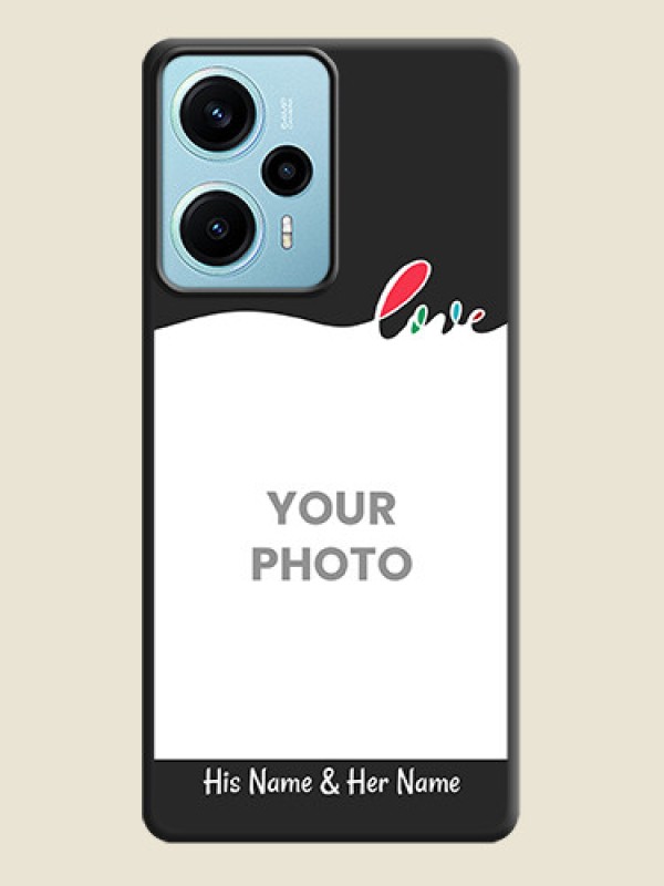 Custom Fall in Love Pattern with Picture on Photo On Space Black Custom Soft Matte Mobile Back Cover - Poco F5 - alternate view