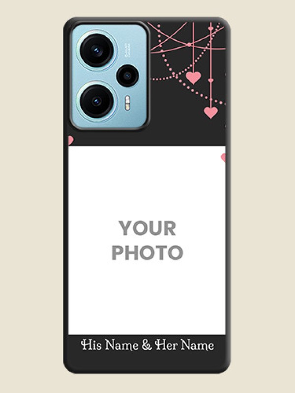Custom Pink Love Hangings with Text On Space Black Custom Soft Matte Mobile Back Cover - Poco F5 - alternate view
