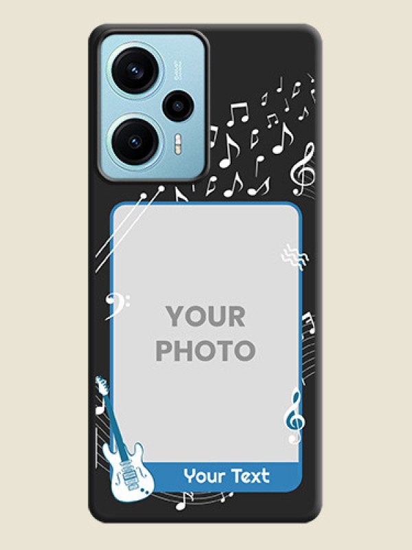 Custom Musical Theme Design with Text on Photo On Space Black Custom Soft Matte Mobile Back Cover - Poco F5 - alternate view