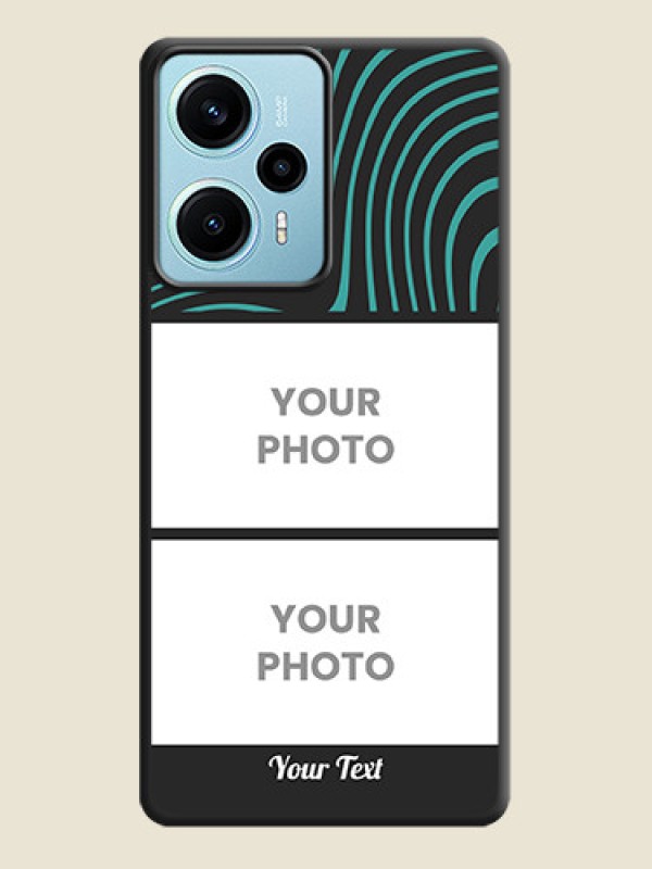 Custom Wave Pattern with 2 Image Holder On Space Black Custom Soft Matte Mobile Back Cover - Poco F5 - alternate view