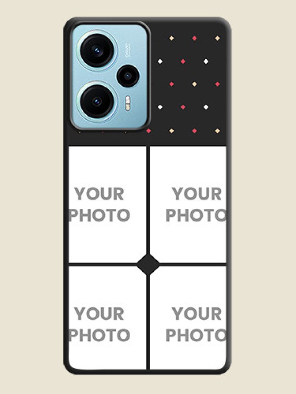 Custom Multicolor Dotted Pattern with 4 Image Holder On Space Black Custom Soft Matte Mobile Back Cover - Poco F5 - alternate view