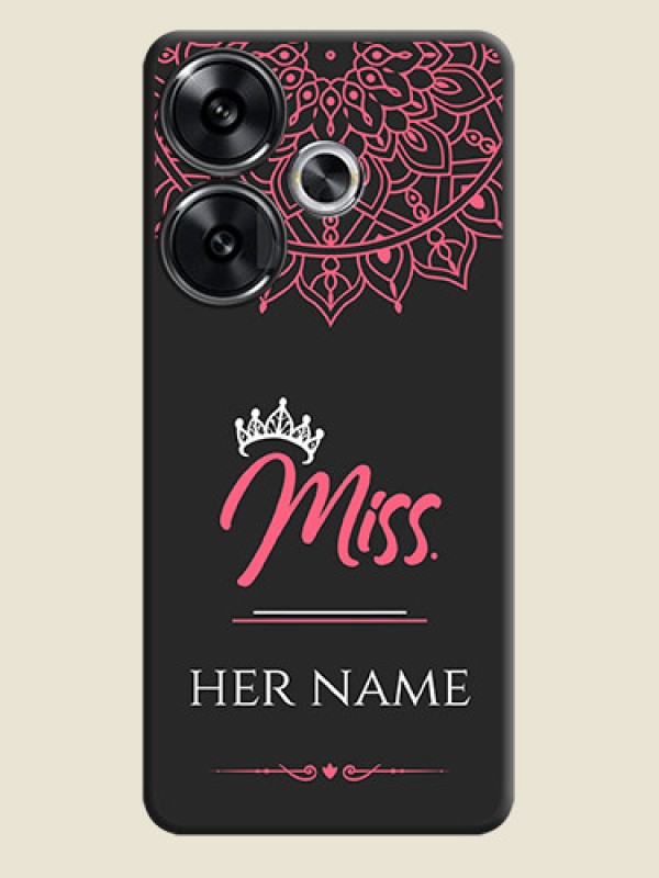 Custom Mrs Name with Floral Design On Space Black Custom Soft Matte Mobile Back Cover - Poco F6 5G - alternate view