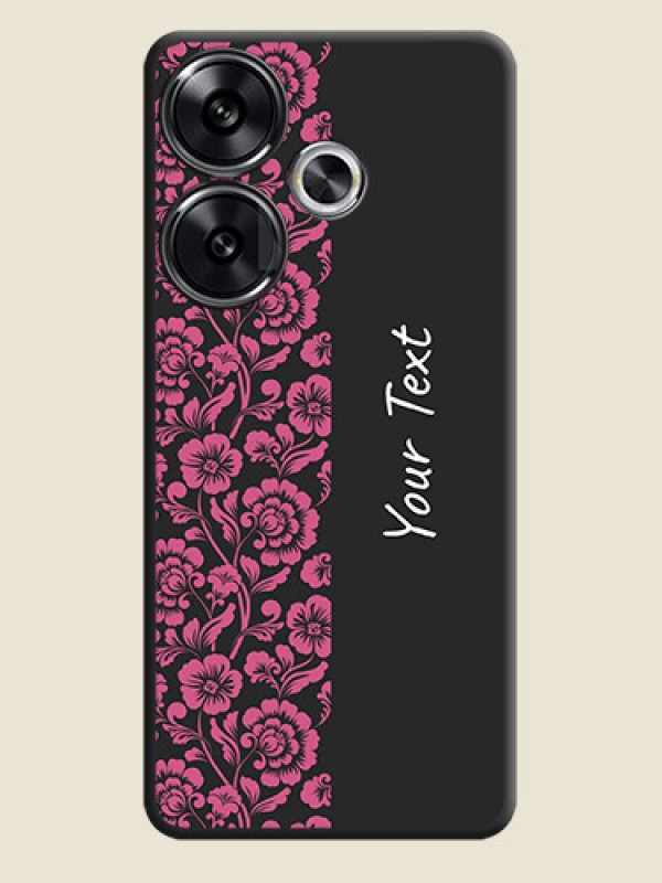 Custom Pink Floral Pattern Design With Custom Text On Space Black Custom Soft Matte Mobile Back Cover - Poco F6 5G - alternate view