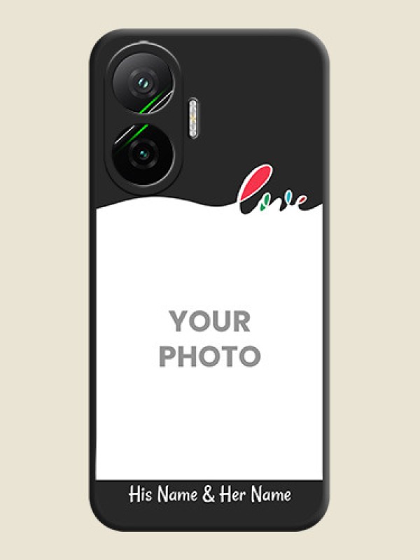 Custom Fall in Love Pattern with Picture on Photo On Space Black Custom Soft Matte Mobile Back Cover - Poco F7 5G - alternate view