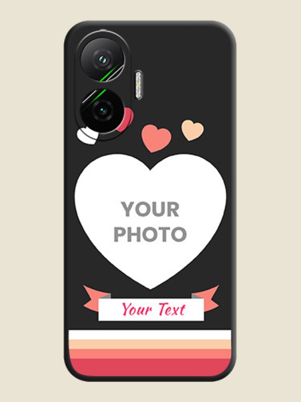 Custom Love Shaped Photo with Colorful Stripes On Space Black Custom Soft Matte Mobile Back Cover - Poco F7 5G - alternate view