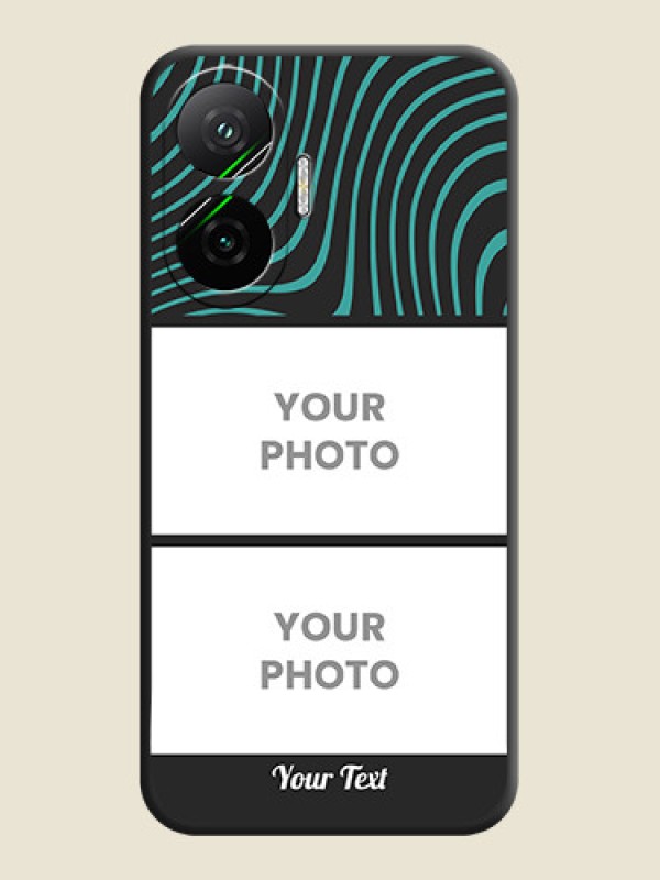 Custom Wave Pattern with 2 Image Holder On Space Black Custom Soft Matte Mobile Back Cover - Poco F7 5G - alternate view