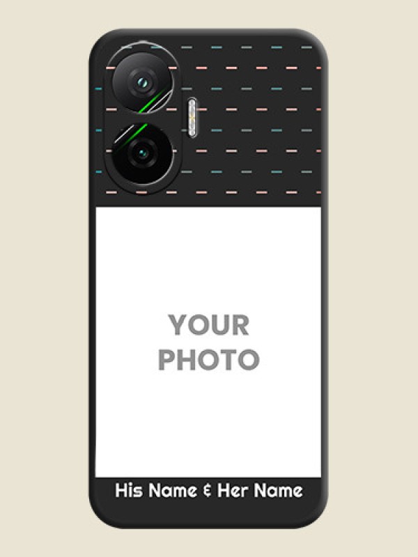 Custom Line Pattern Design with Text On Space Black Custom Soft Matte Mobile Back Cover - Poco F7 5G - alternate view